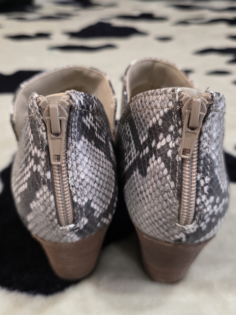 Carlos Santana Taupe Snake-Print Ankle Heeled Boots